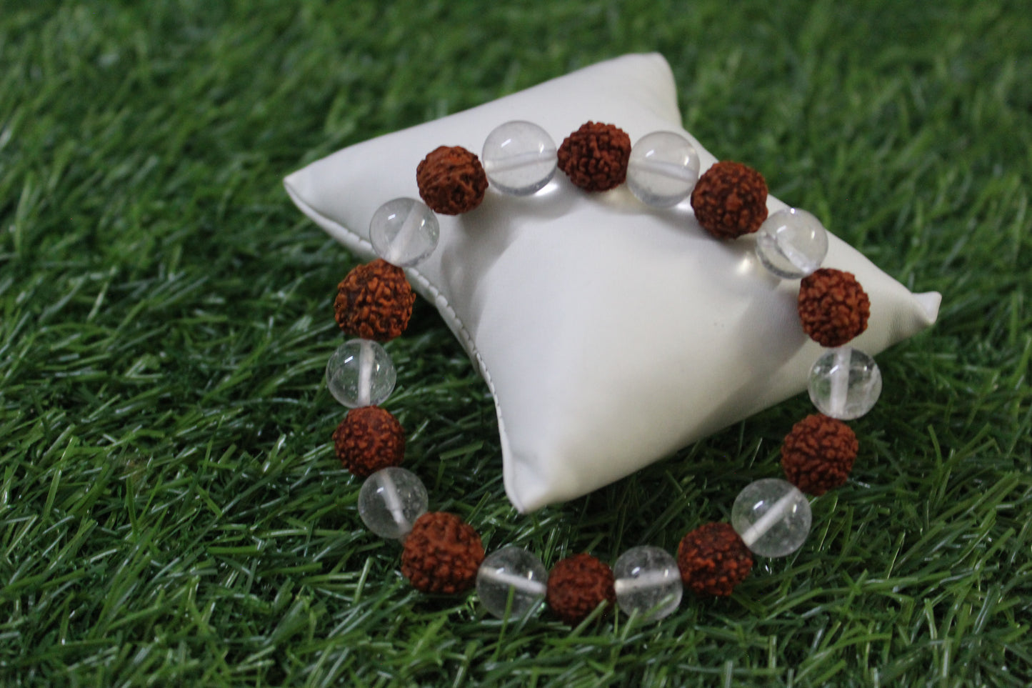 Rudraksha And Clear Quartz Crystal Bracelet